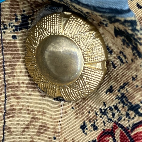 Classic Collection Womens Size 12 Vintage Button Up Blouse Teal Beige Red Print - Picture 5 of 9